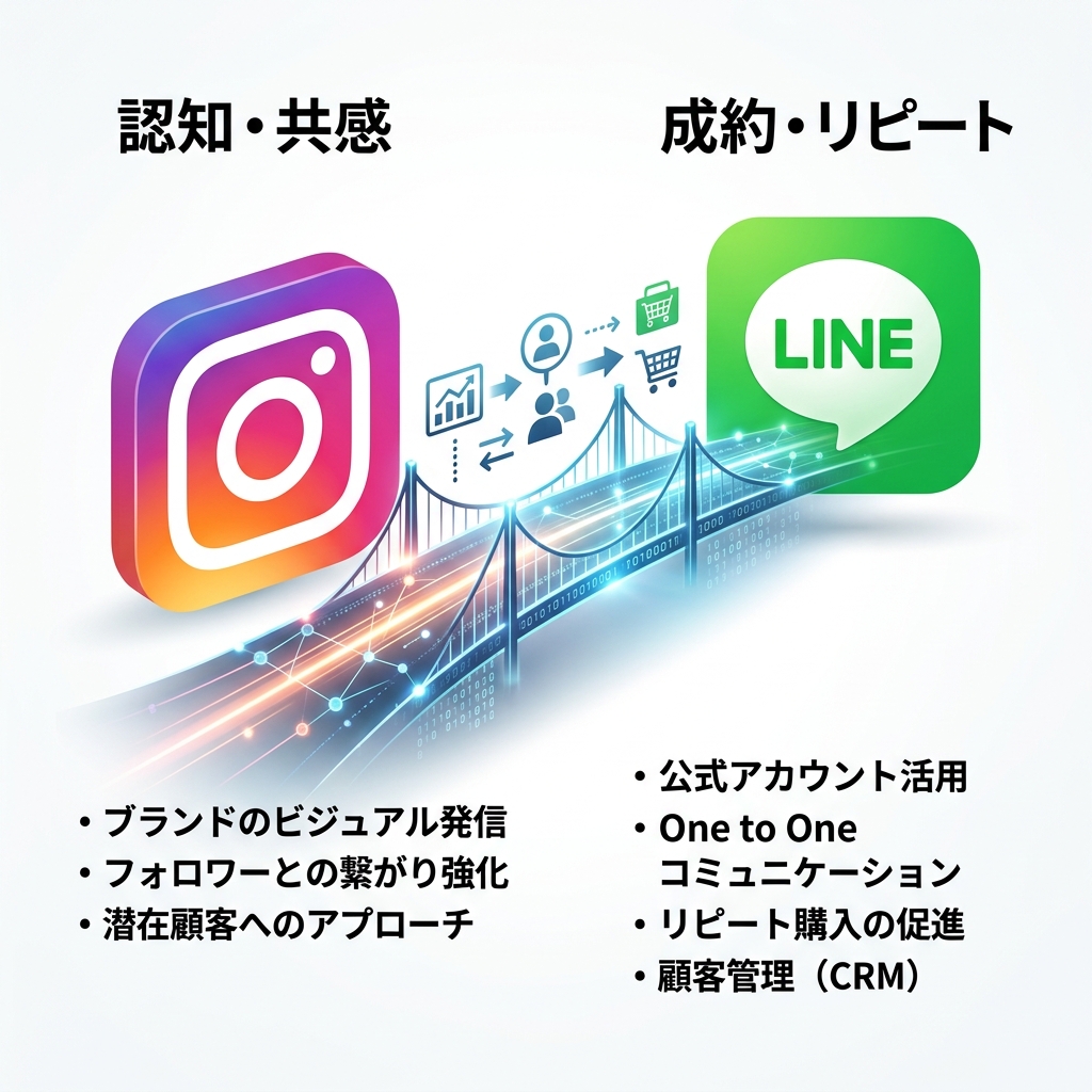 Instagramの限界をLINEで解決する図