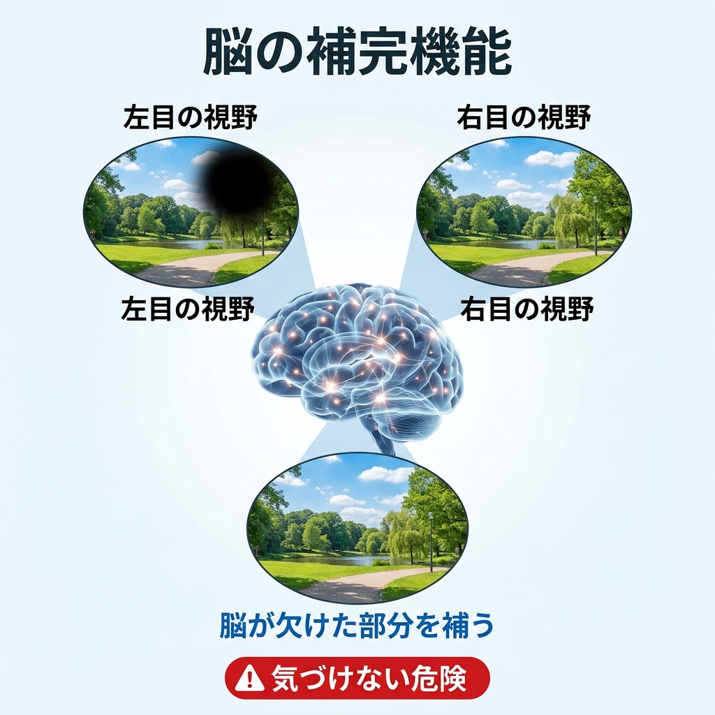 両目で補完する視野のイメージ図