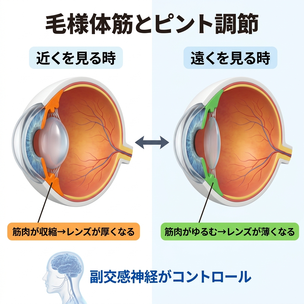 毛様体筋とピント調節の仕組み