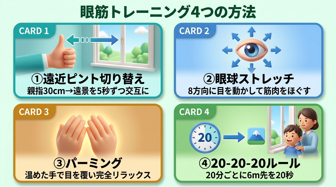 眼筋トレーニングの方法解説