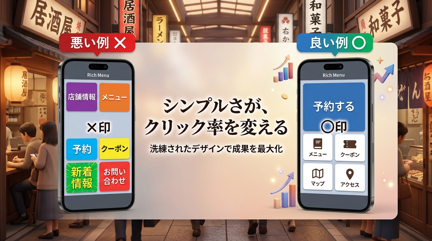 悪いリッチメニューと良いリッチメニューの比較図