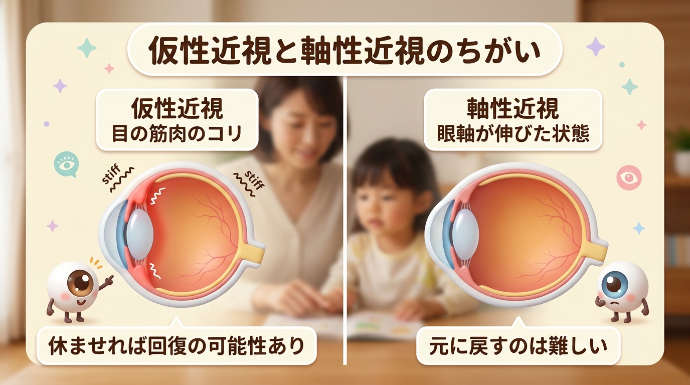 近視の仕組みをわかりやすく示した目の構造図