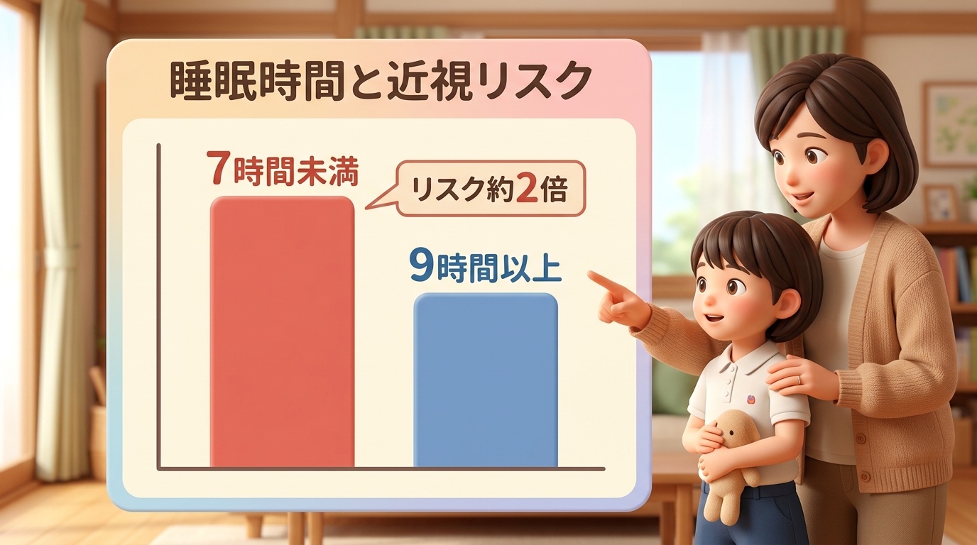 図解:睡眠時間と近視進行の関係