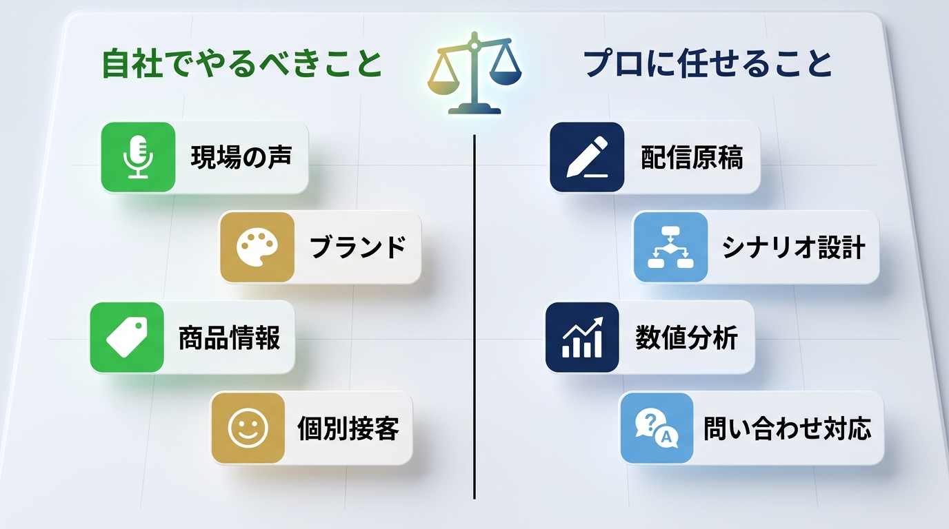 自社と外部の役割分担