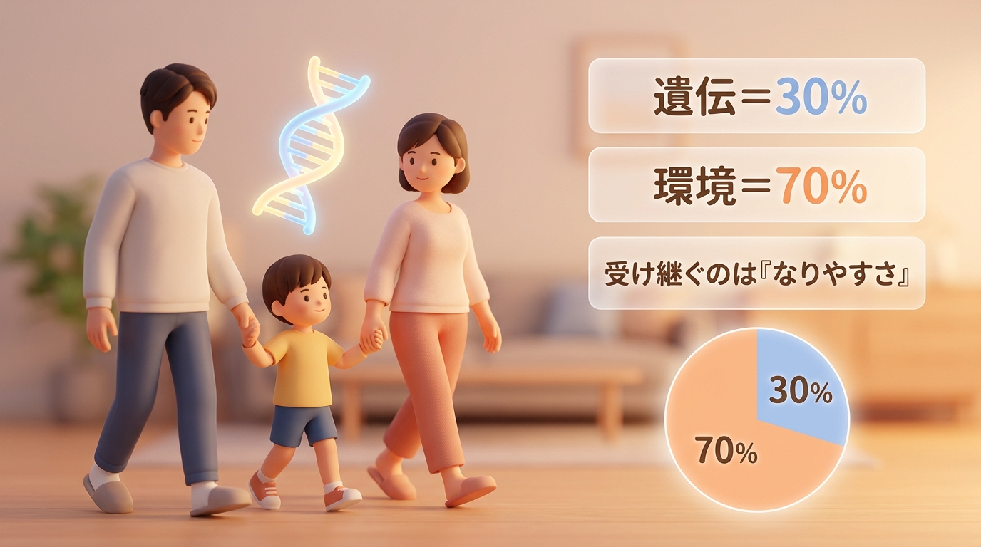 DNAと家族の親しみやすいイラスト