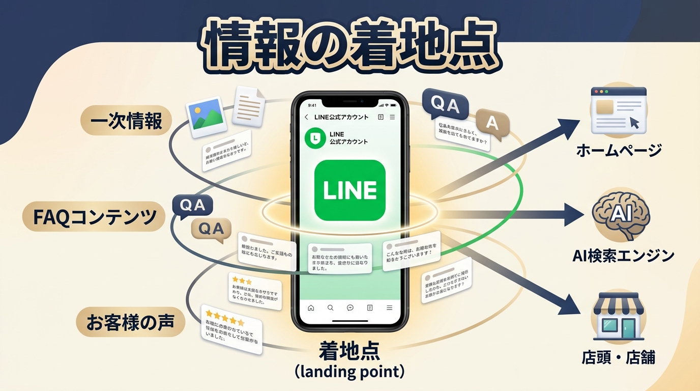 LINEを情報の着地点にする概念図