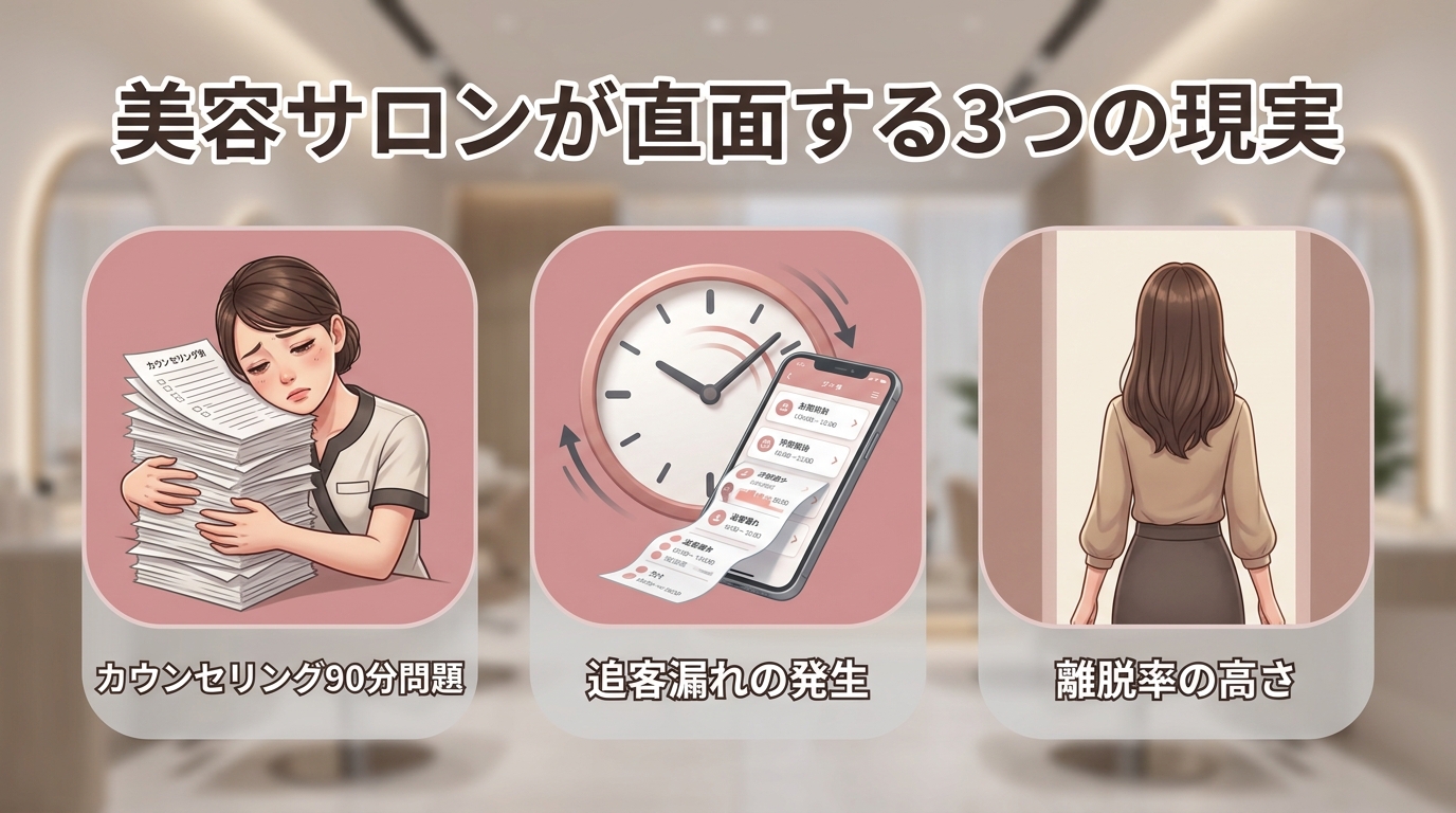美容サロンが直面する3つの現状の図解
