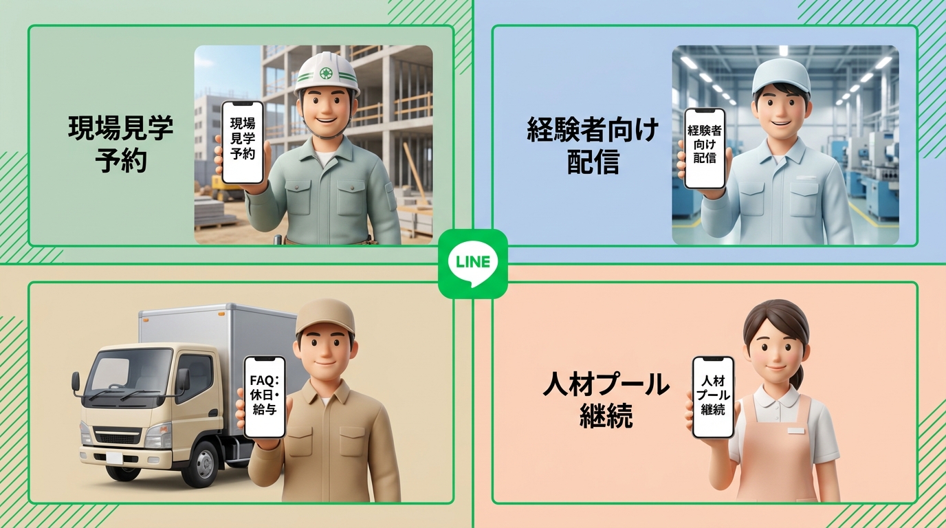業界別のLINE採用活用シーン