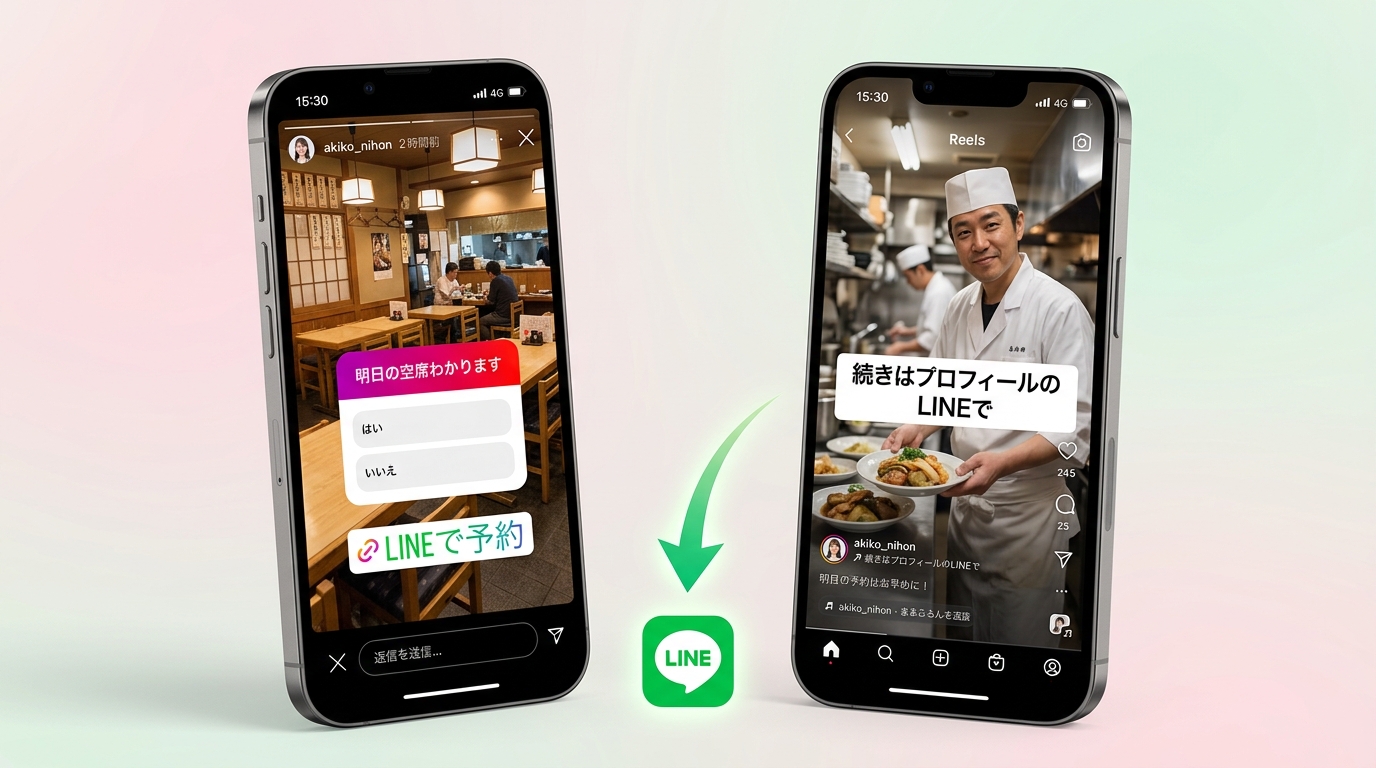 ストーリーズとリールからのLINE導線スマホ画面イメージ