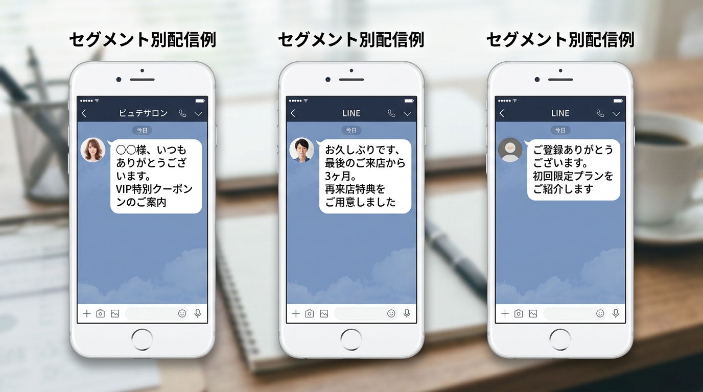 スマホUI画面のセグメント配信例