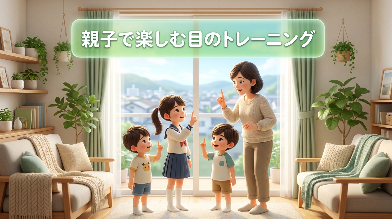 対処法:親子で目のトレーニングをするシーン