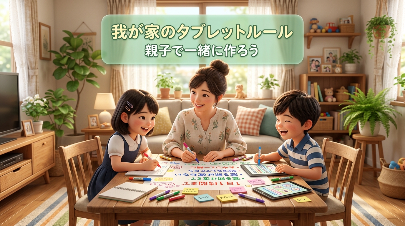親子でルール作り:紙にルールを書き出す様子