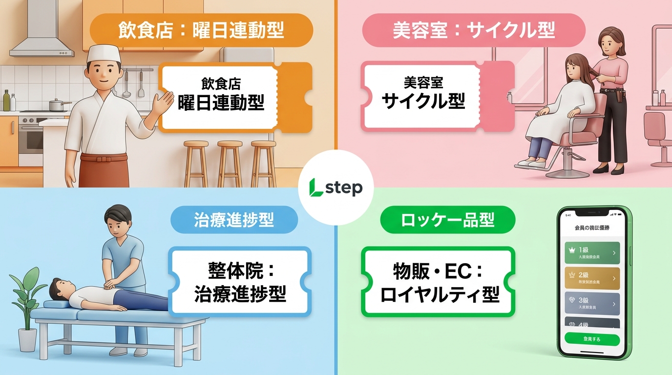 業種別ステップクーポン活用イメージ