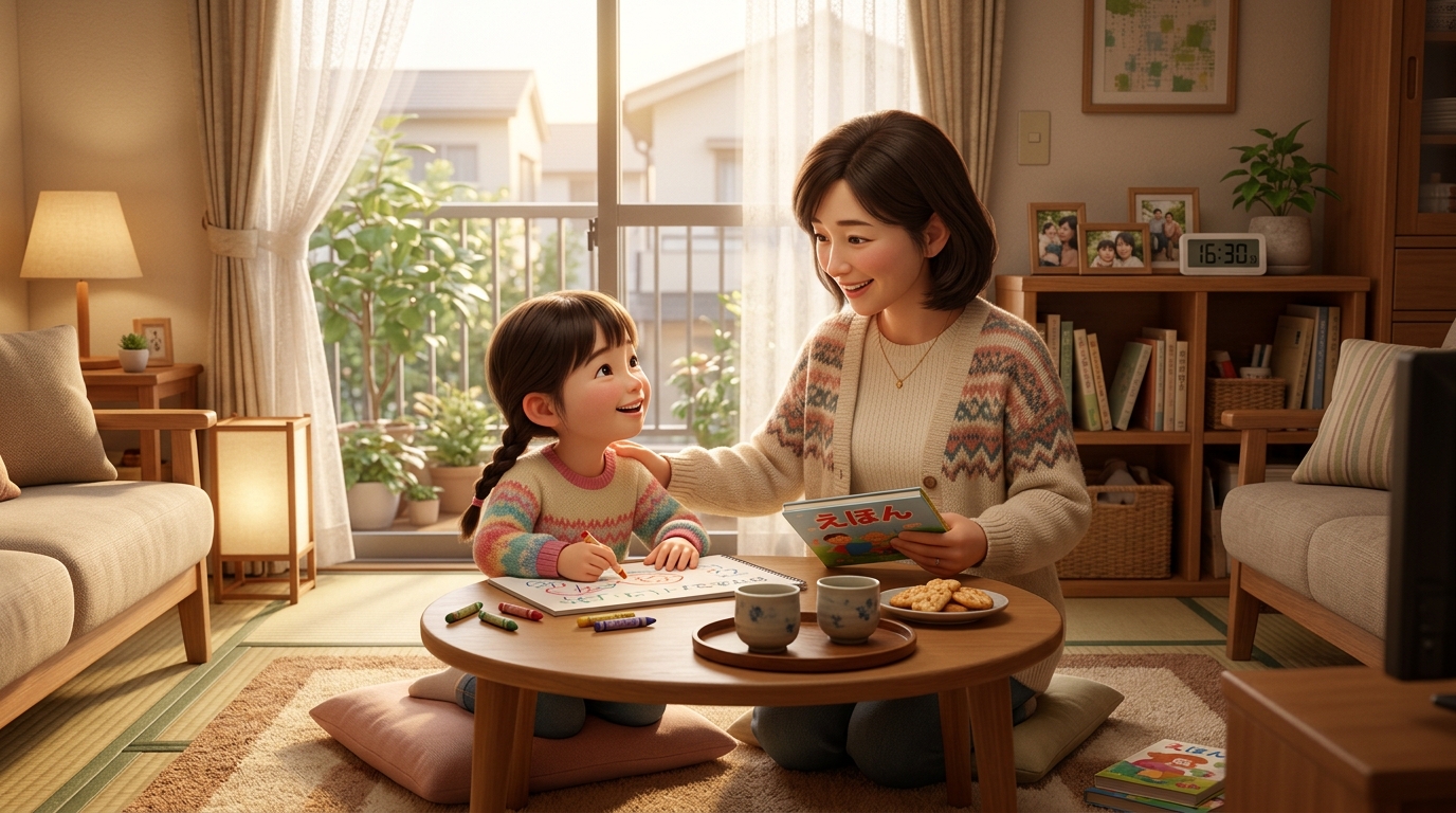 視力検査の結果を相談する親子