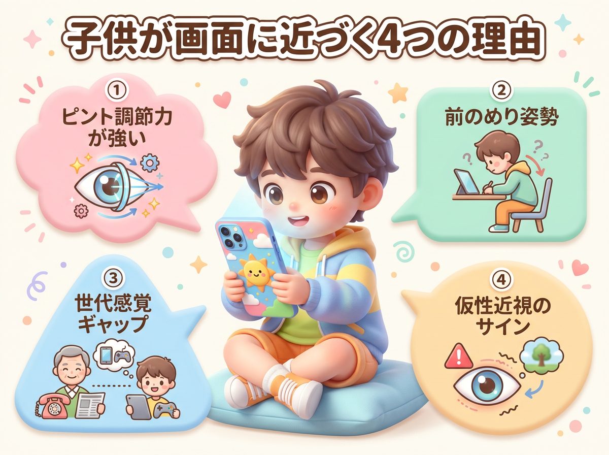 図解:子どもが画面に近づいてしまう4つの理由