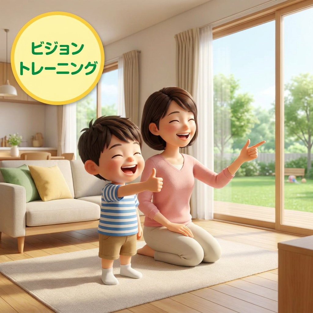 親子で楽しく目の健康を考える様子