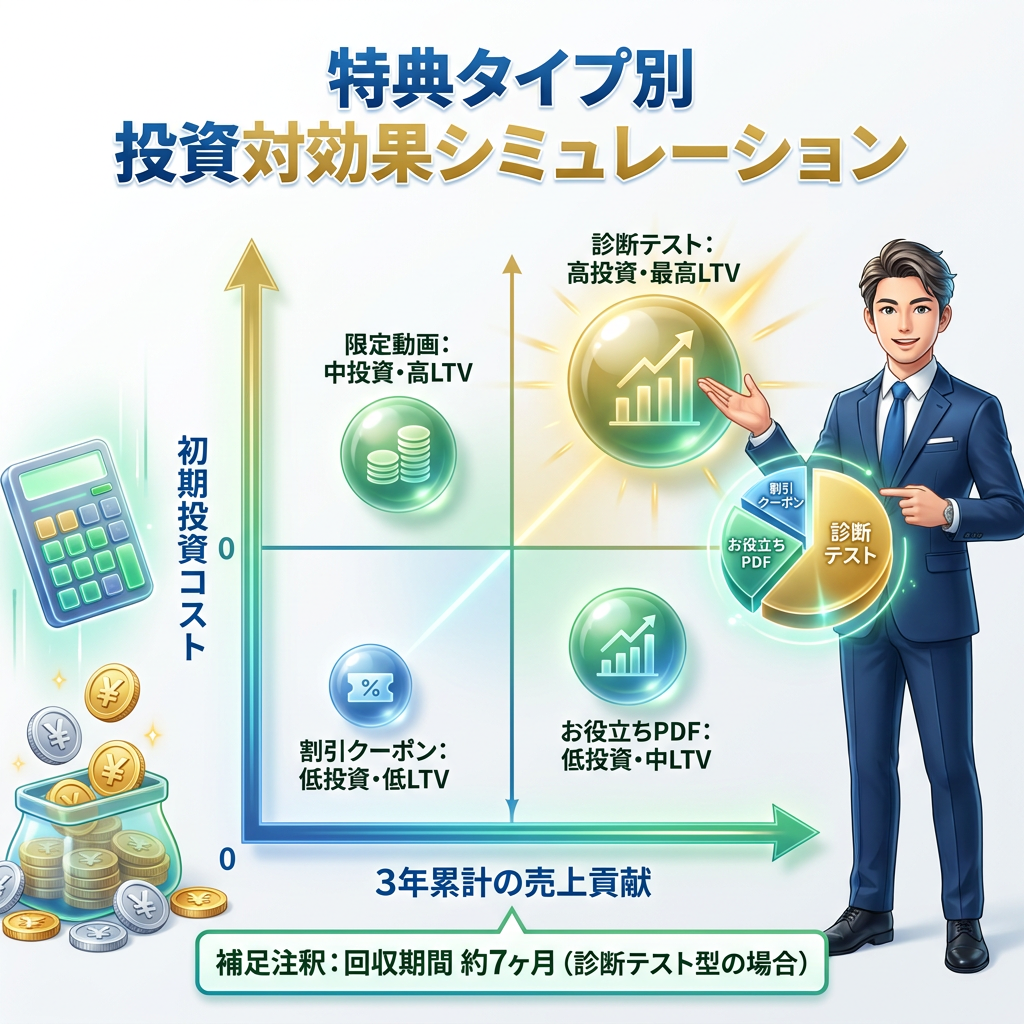 図解：特典タイプ別の費用対効果シミュレーション表