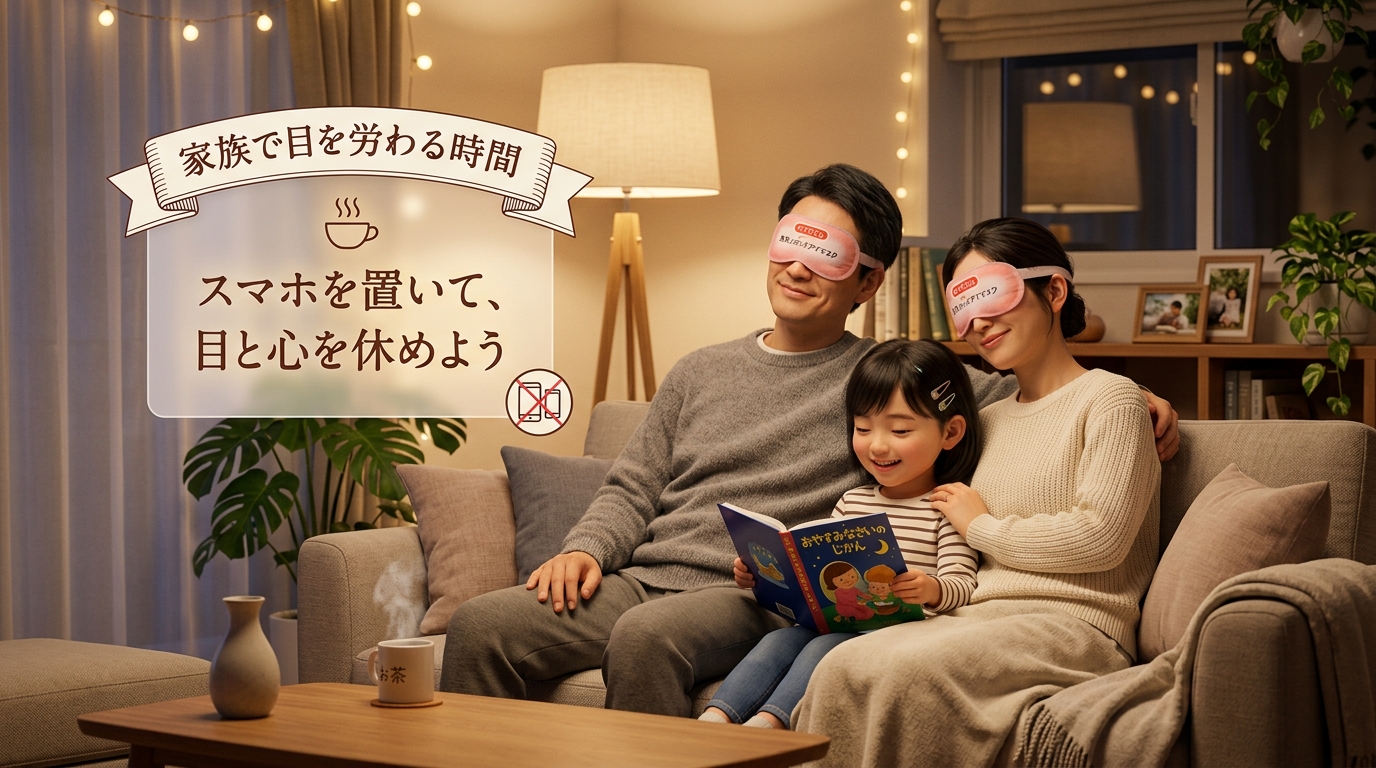 家族で団欒する温かいリビングのイメージ